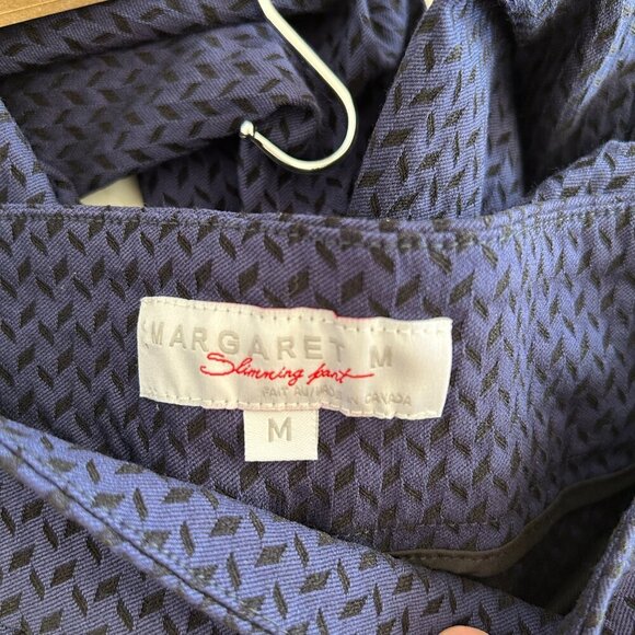 Margaret M Pants Blue Black Chevron Mid Rise Slimming Ankle Stretch - Picture 8 of 9